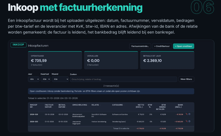 Purchase invoices with invoice recognition.